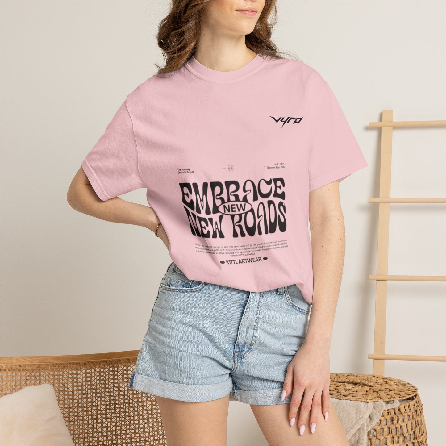Graphic T-Shirt — "Embrace New Roads" Vintage Western Rider Tee
