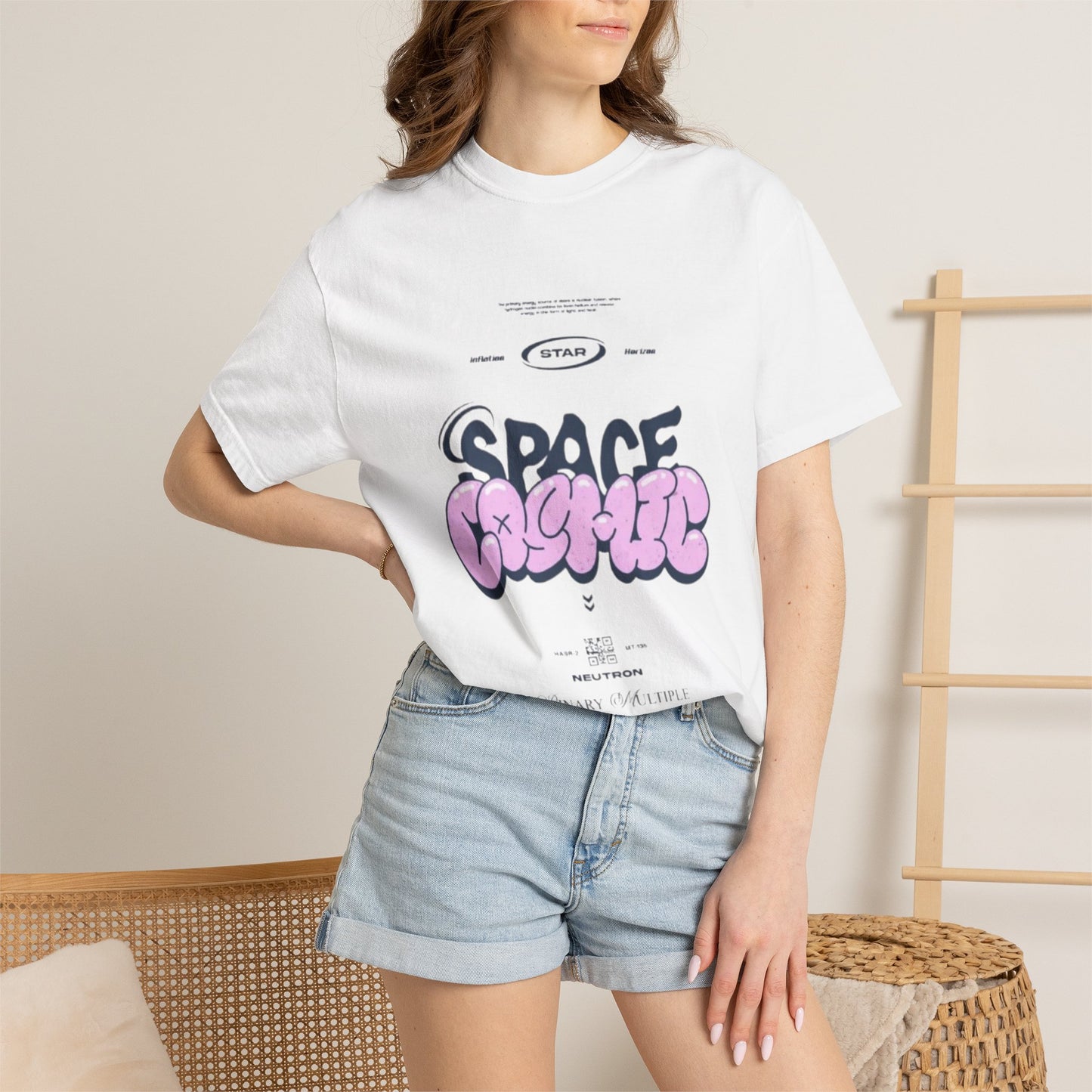 Space Cadet Graphic Tee — "Space Brgrll" Pink Bubble Letter Design