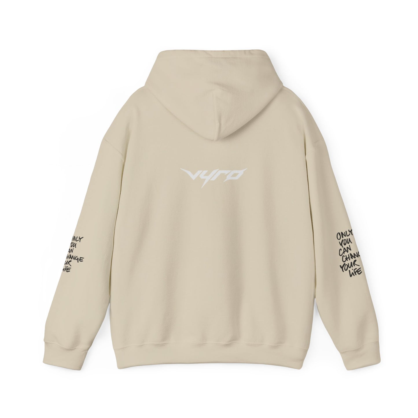 Go Work Hoodie — Motivational Minimalist Hooded Sweatshirt with Sleeve Text