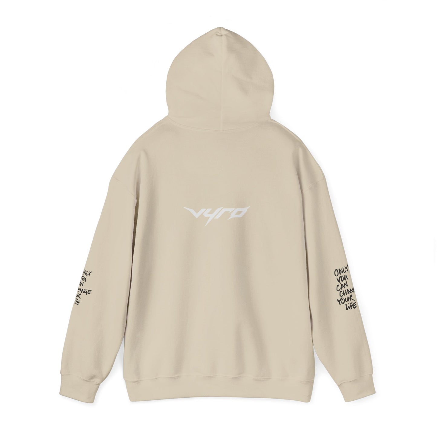 Go Work Hoodie — Motivational Minimalist Hooded Sweatshirt with Sleeve Text