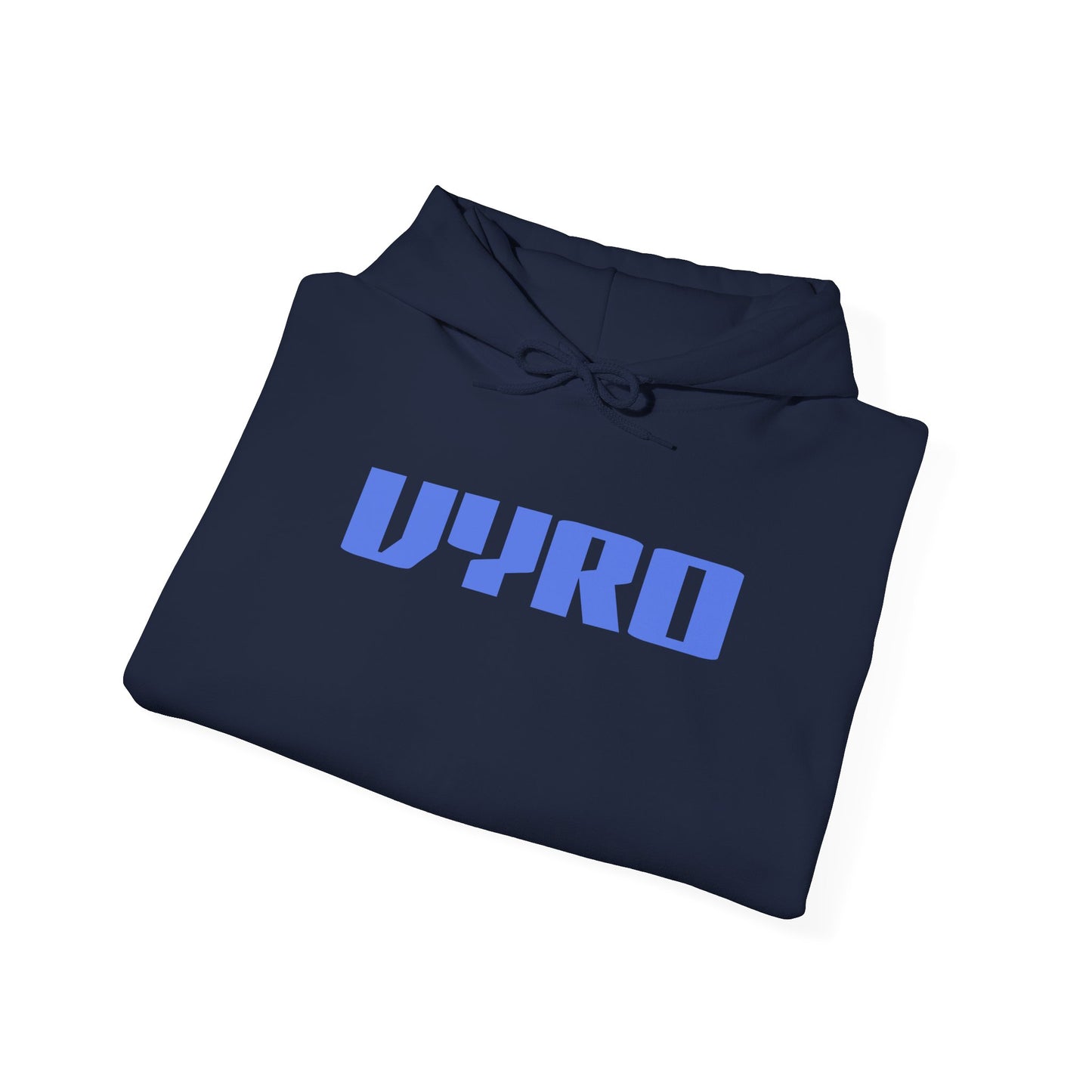Vyro Logo Hoodie — Minimal Retro Blue Logo Pullover