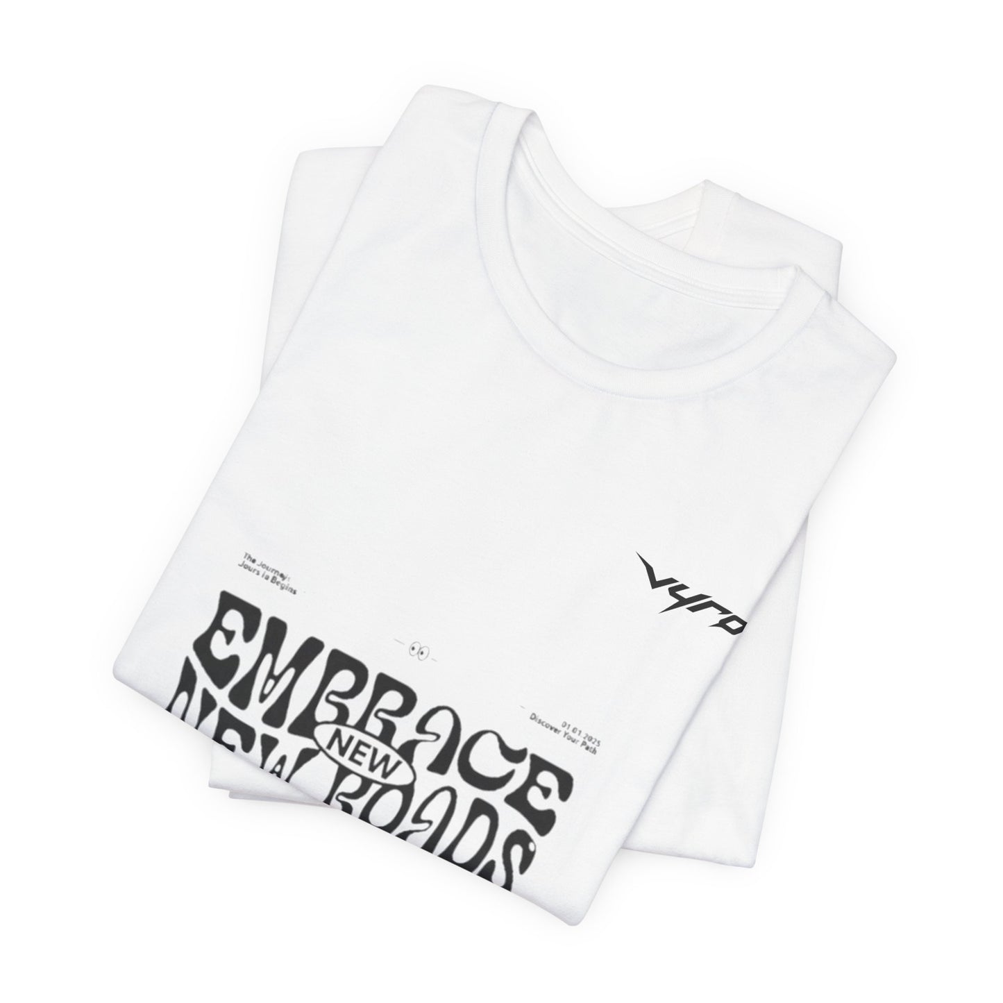 Embrace New Worlds Graphic Tee — Retro Psychedelic Text White T-Shirt