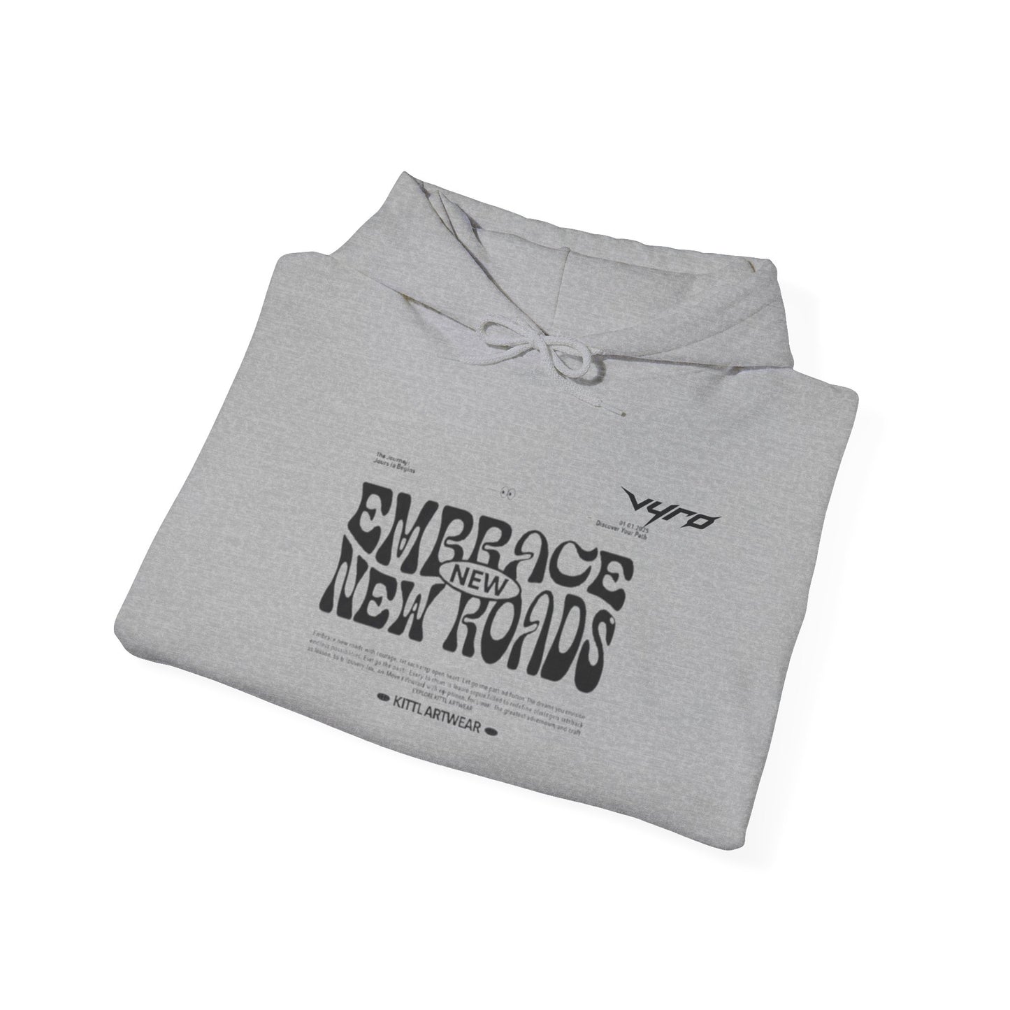 Embrace New Roads Hoodie — Minimal Travel Adventure Graphic Sweatshirt