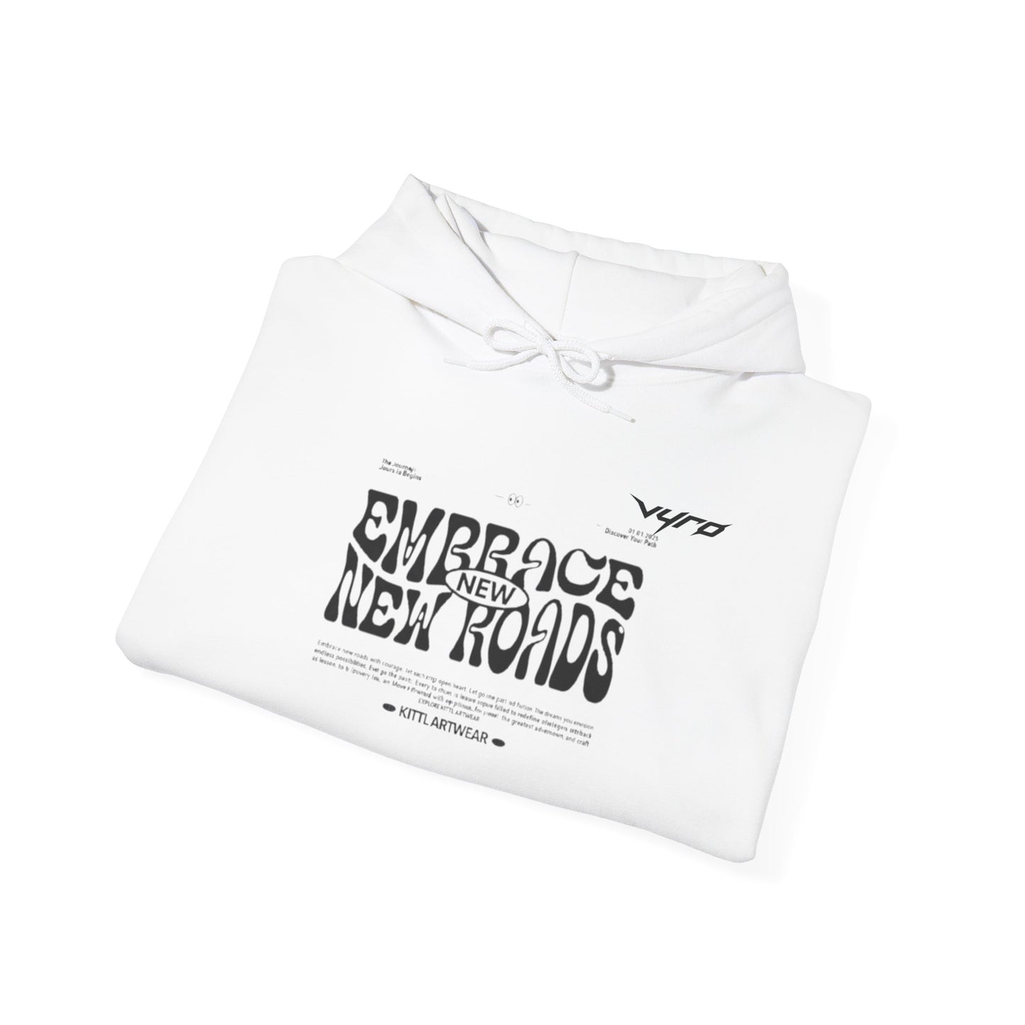 Embrace New Roads Hoodie — Minimal Travel Adventure Graphic Sweatshirt