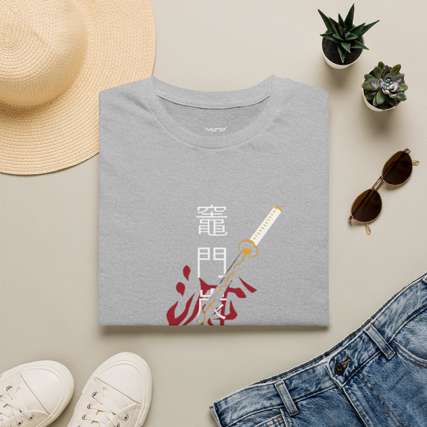 T-Shirt — Japanese Sword Kanji Design (Tanjiro)