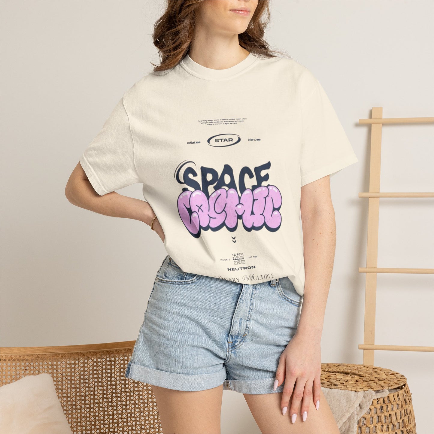 Space Cadet Graphic Tee — "Space Brgrll" Pink Bubble Letter Design