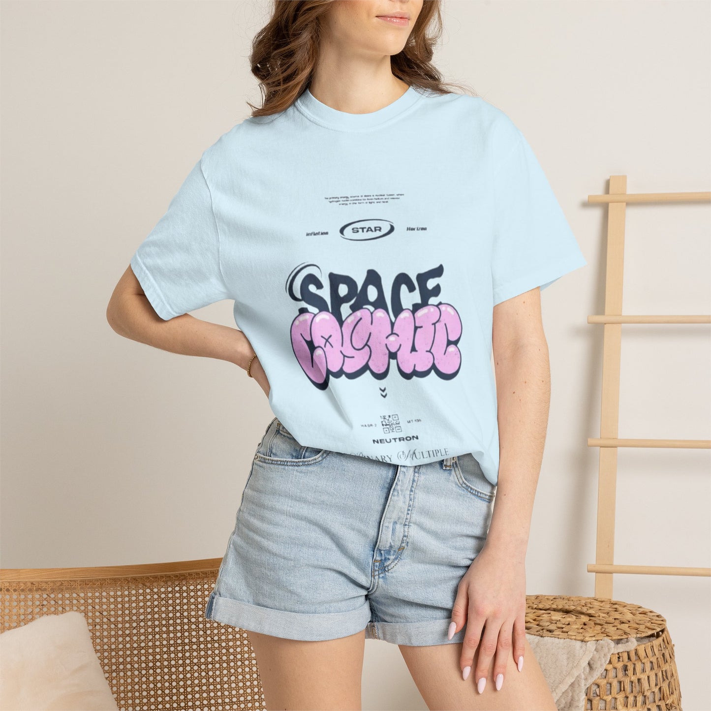 Space Cadet Graphic Tee — "Space Brgrll" Pink Bubble Letter Design