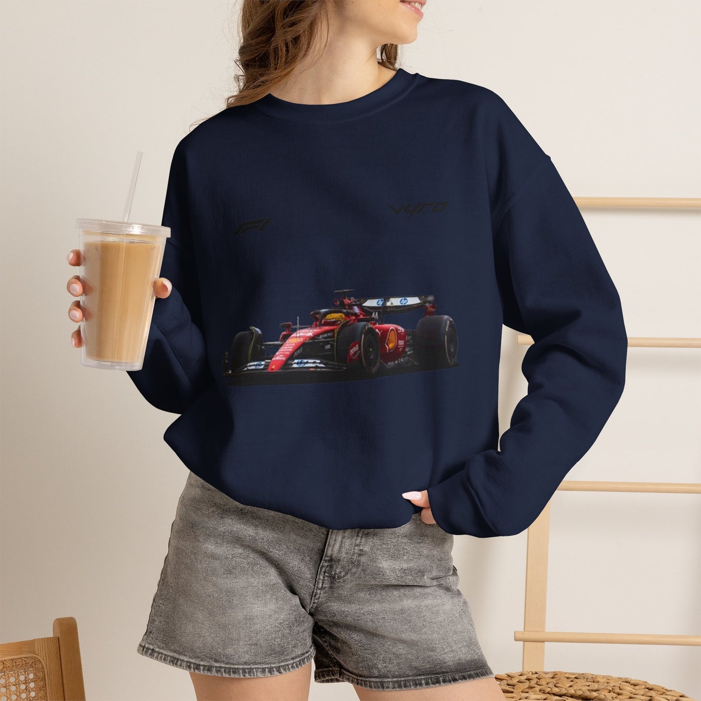 Racing Car Crewneck Sweatshirt — Red Formula 1 Graphic