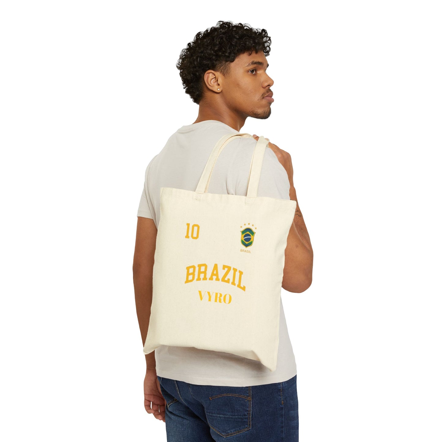 Brazil Soccer Tote Bag – ’10’ Canvas Shopper with Brazil Crest