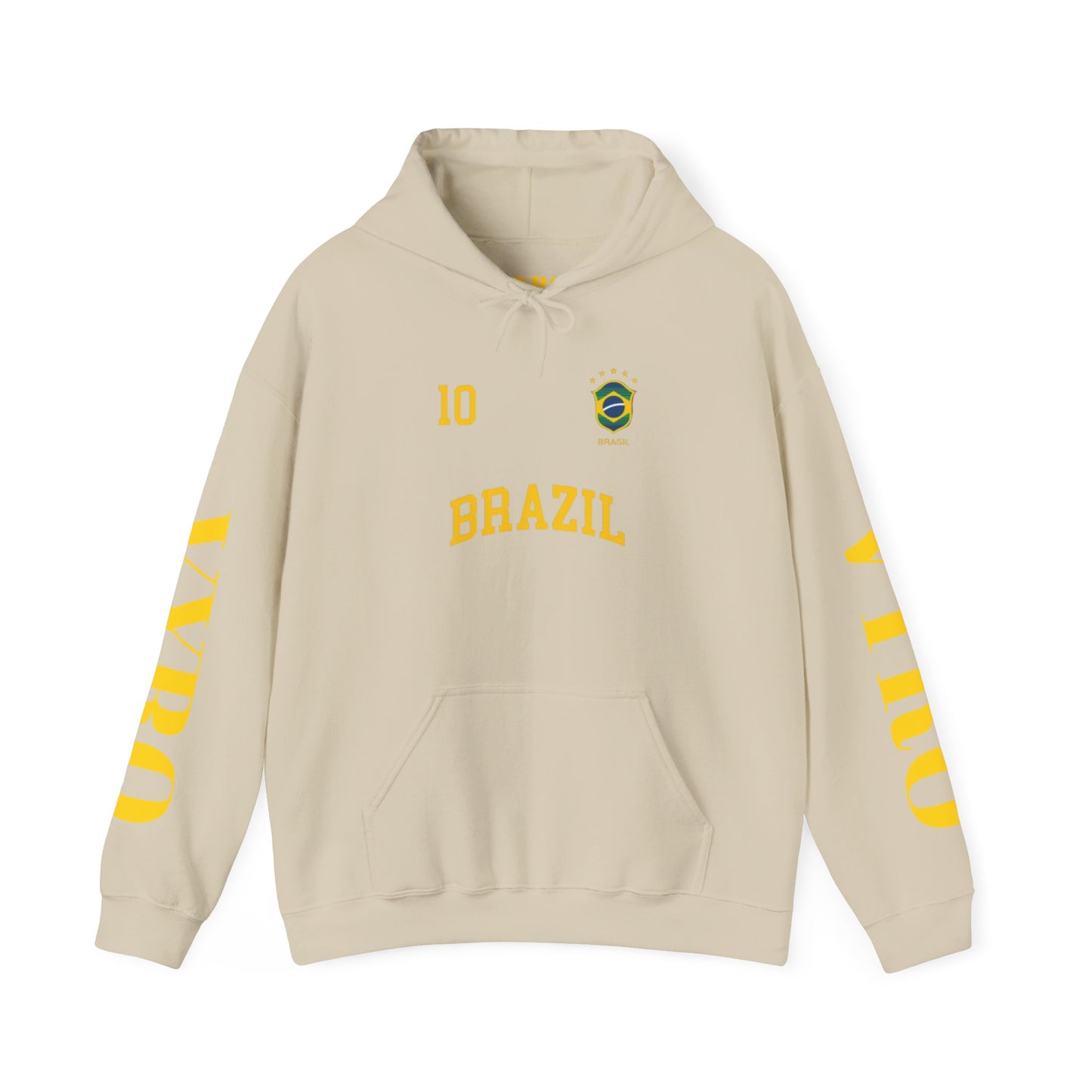 Brazil Crest Hoodie — Vintage Yellow Brazil Football Crest Pullover