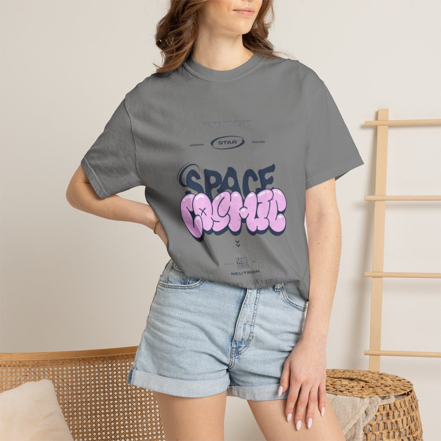 Space Cadet Graphic Tee — "Space Brgrll" Pink Bubble Letter Design