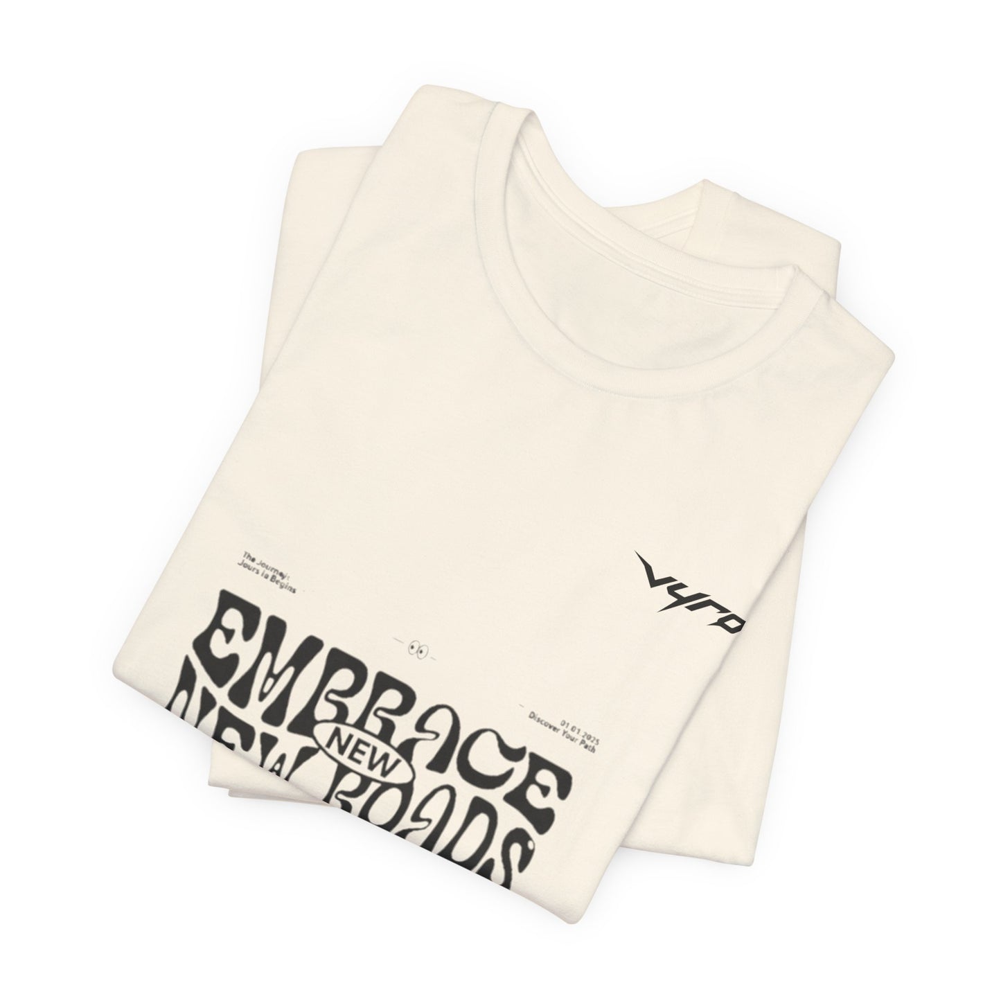 Embrace New Worlds Graphic Tee — Retro Psychedelic Text White T-Shirt