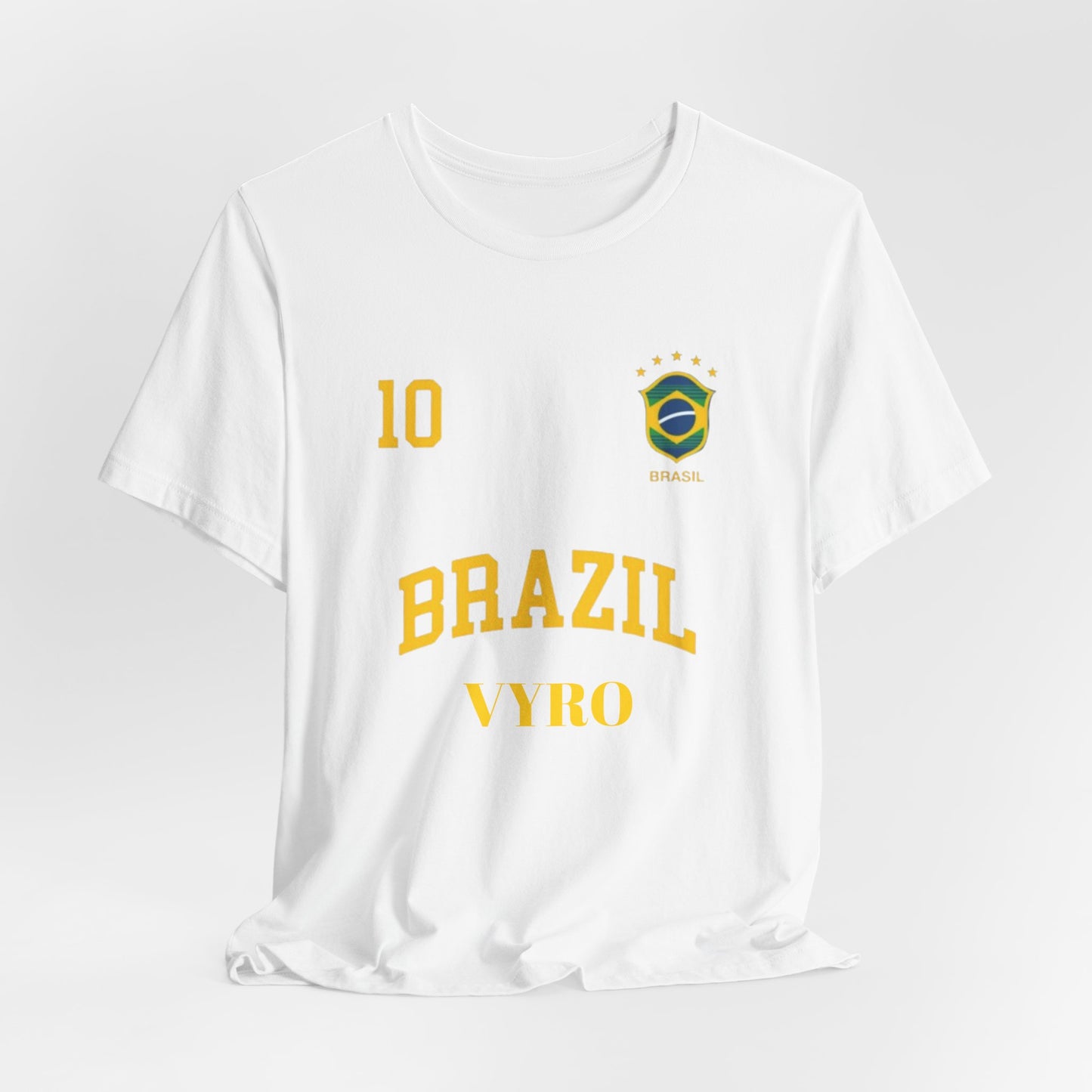 Brazil Soccer Tee – 'Brazil' Crest & Number 10 Football Shirt