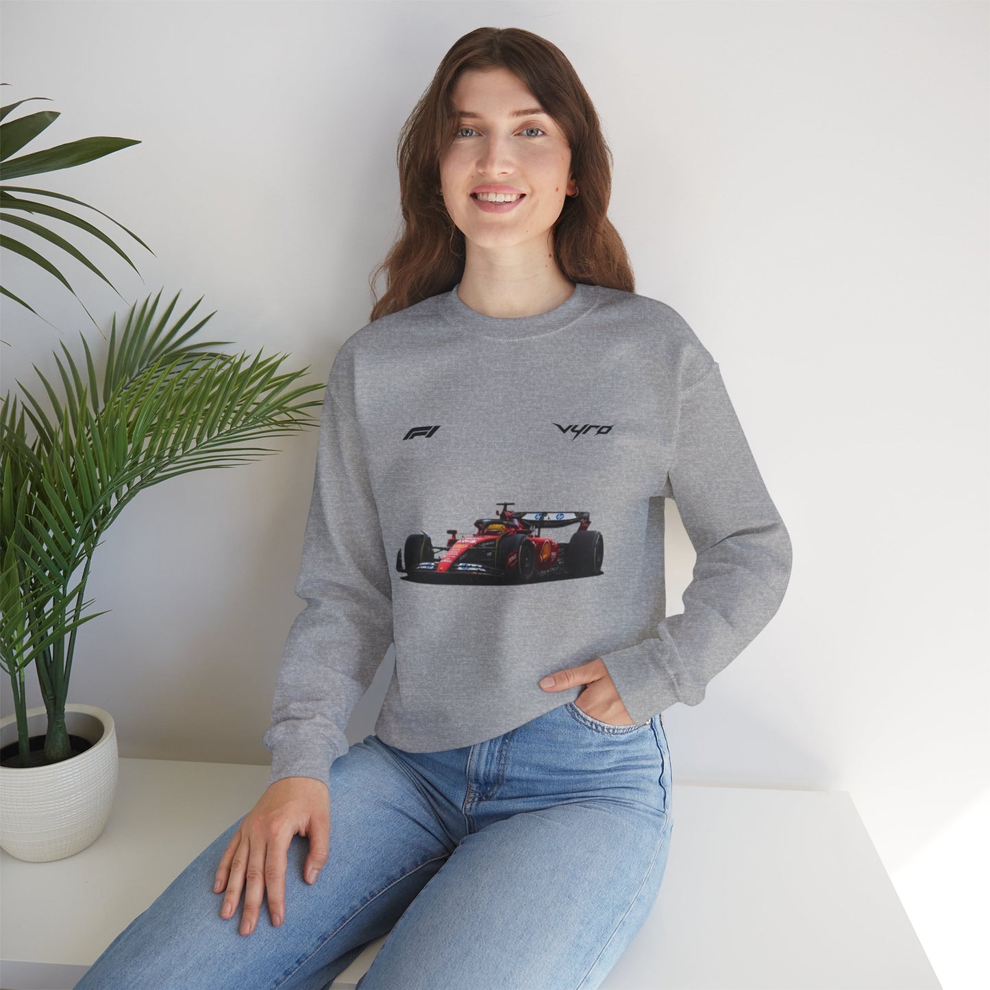 Racing Car Crewneck Sweatshirt — Red Formula 1 Graphic