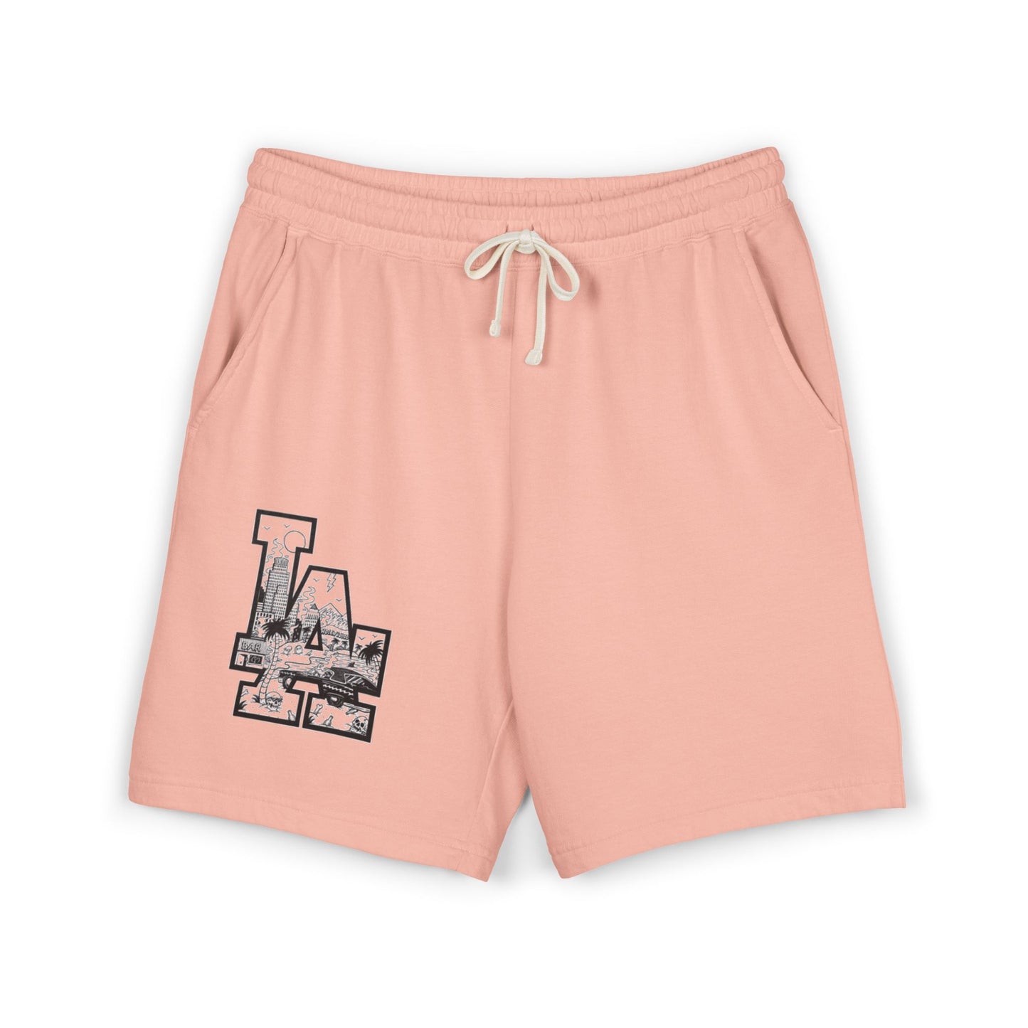 LA Cityscape Fleece Sweat Shorts — Vintage Los Angeles Graphic