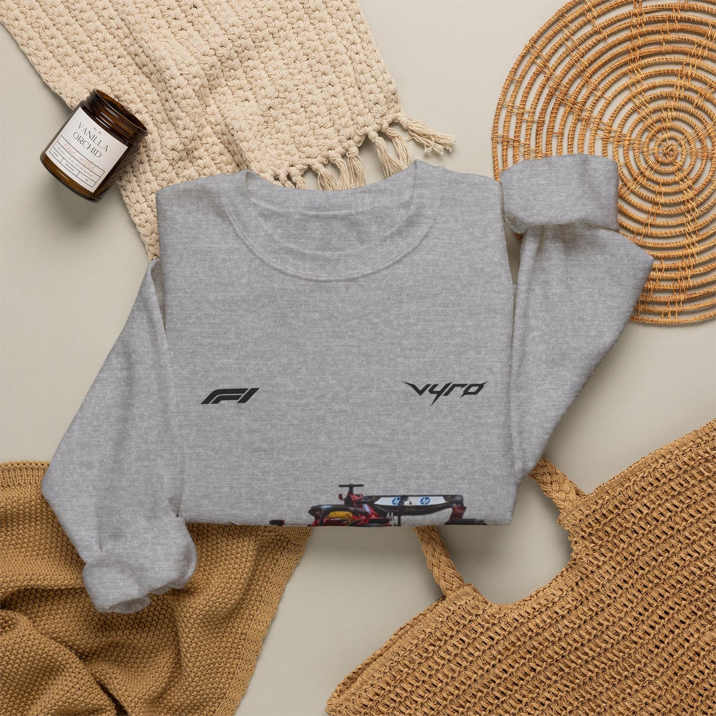 Racing Car Crewneck Sweatshirt — Red Formula 1 Graphic