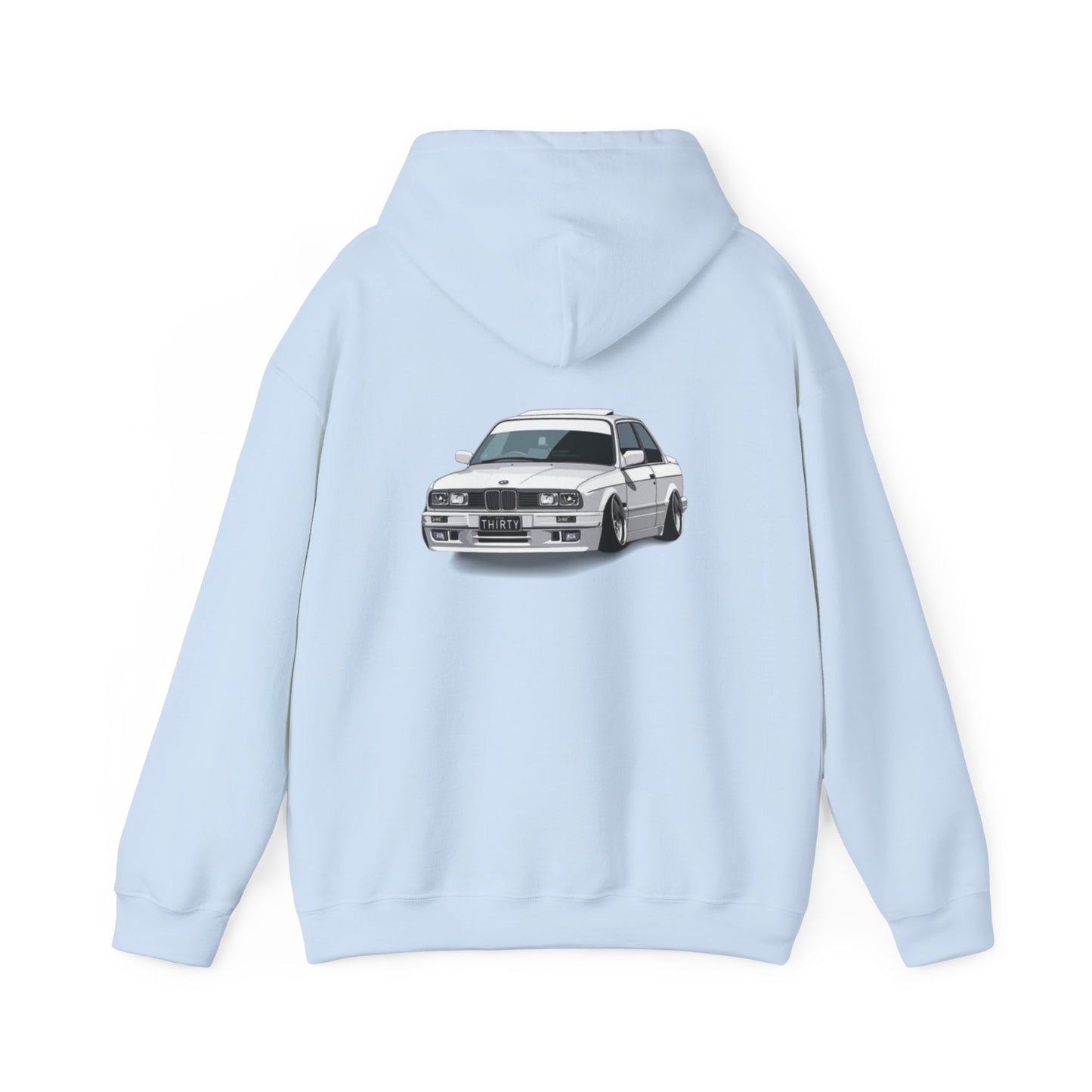 VYRO Logo Hoodie with Retro White Rally Car Graphic — Streetwear Racing Pullover