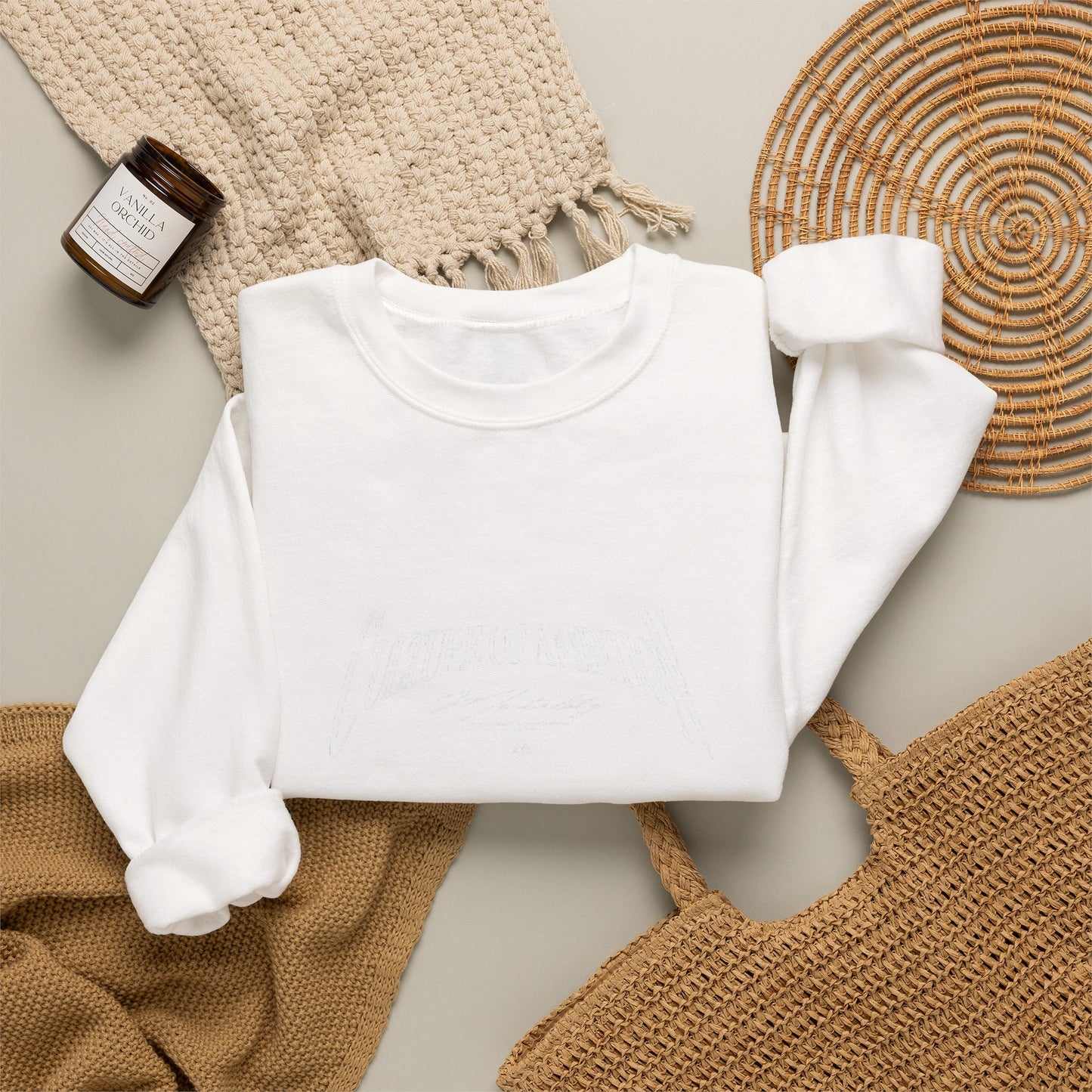Classic White Crewneck Sweatshirt - Minimalist Blank Pullover