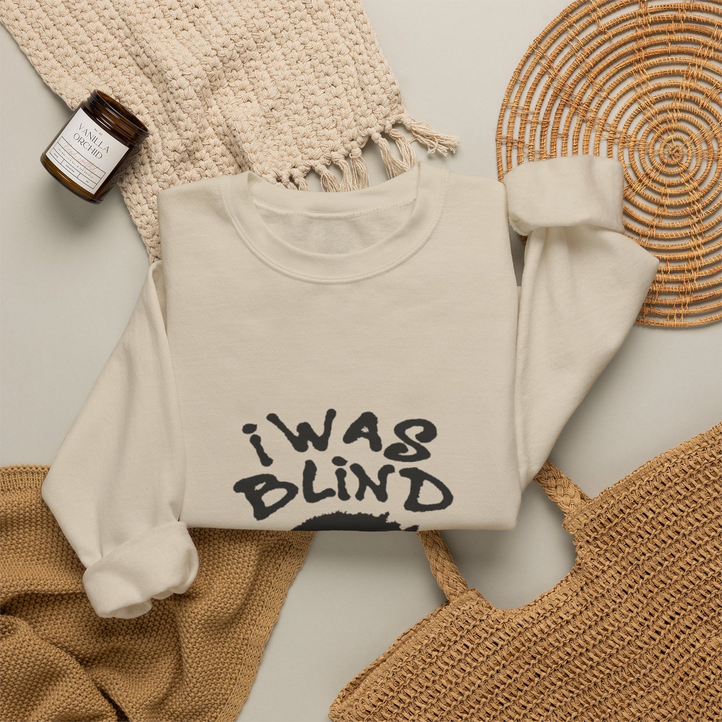 Crewneck Sweatshirt - “I Was Blind But Now I See” Eye Graphic