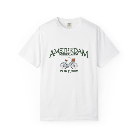 Amsterdam Bicycle Graphic T-Shirt — 'The City of Freedom' Vintage Travel Tee
