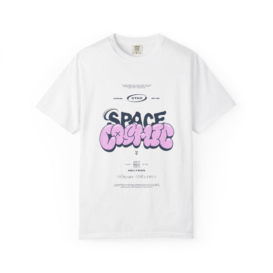 Space Cadet Graphic Tee — "Space Brgrll" Pink Bubble Letter Design