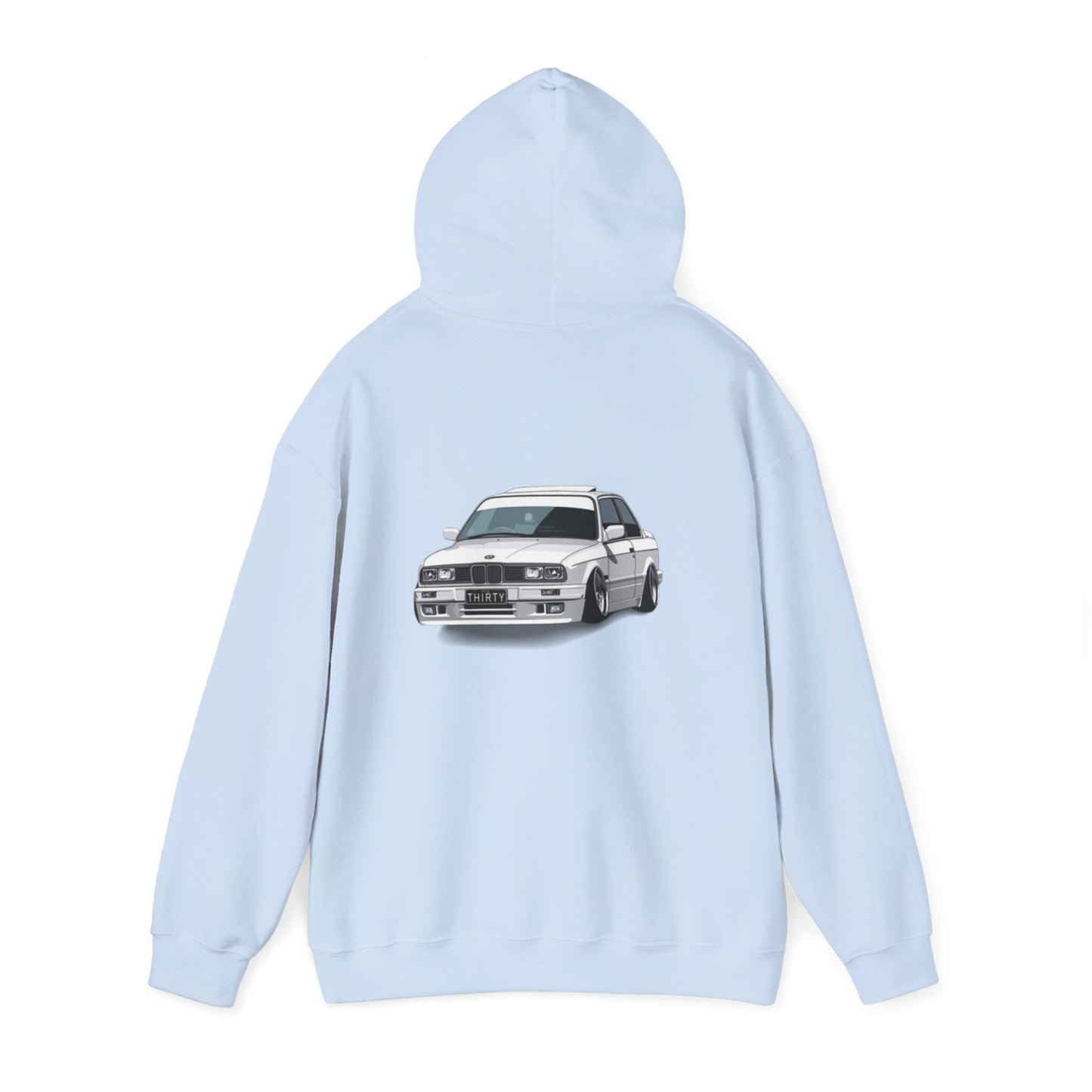 VYRO Logo Hoodie with Retro White Rally Car Graphic — Streetwear Racing Pullover
