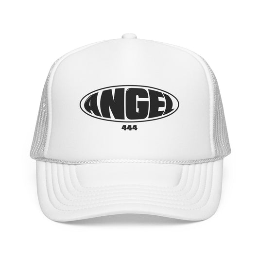 Angel 444 Foam Trucker Hat — Retro Oval Logo Mesh Cap