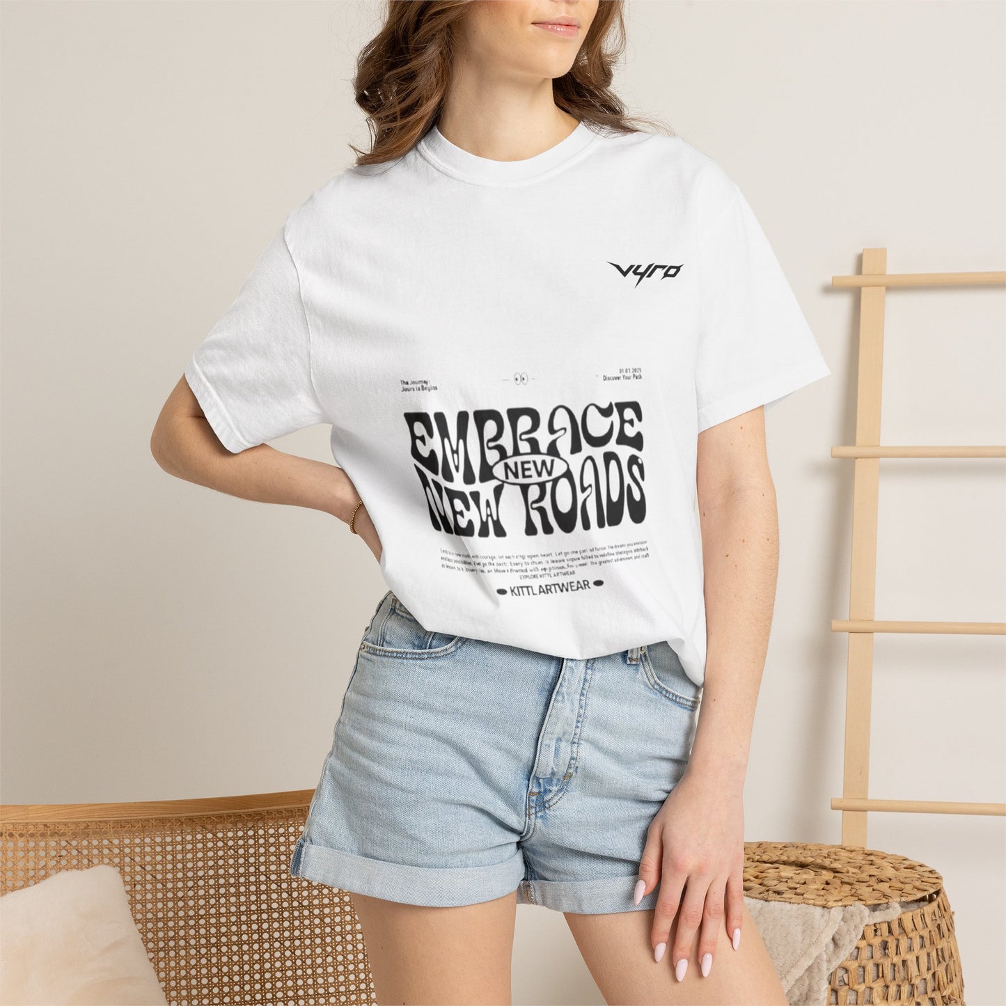 Graphic T-Shirt — "Embrace New Roads" Vintage Western Rider Tee