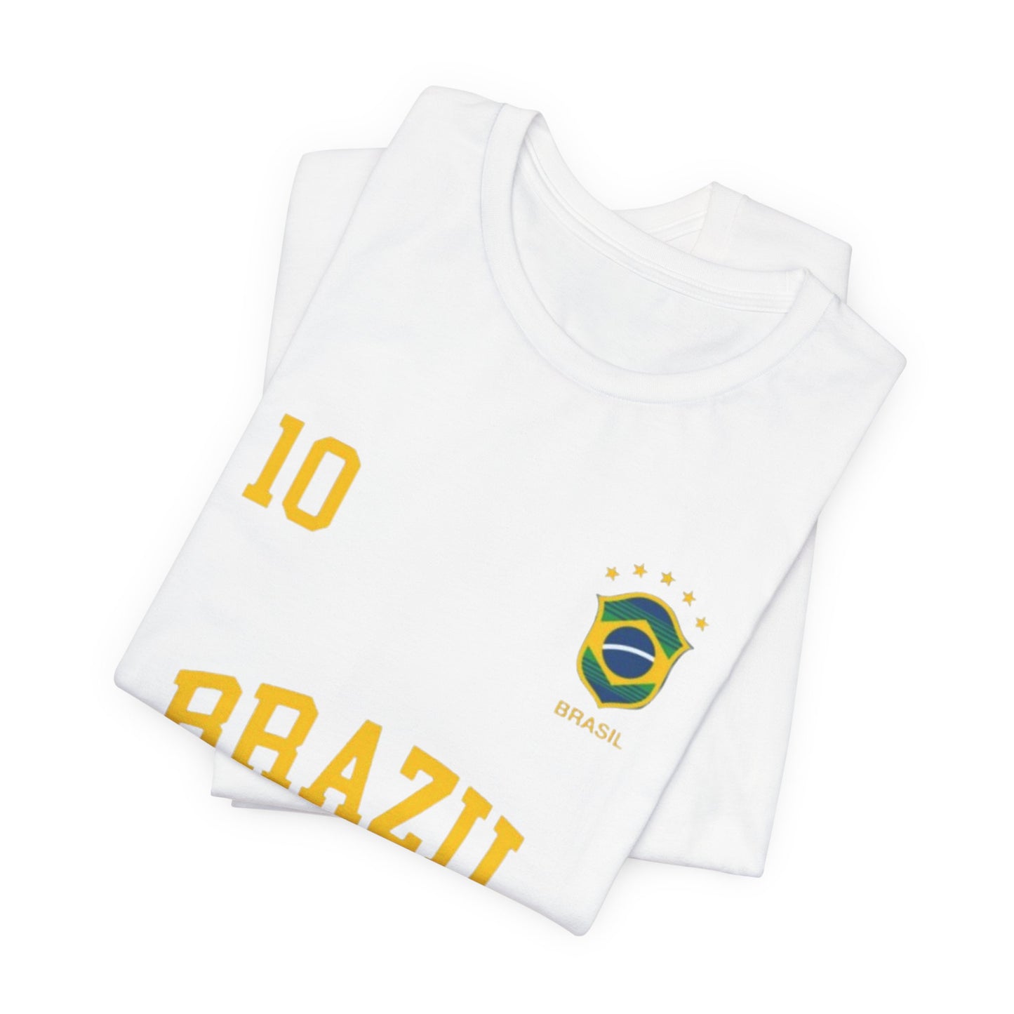 Brazil Soccer Tee – 'Brazil' Crest & Number 10 Football Shirt