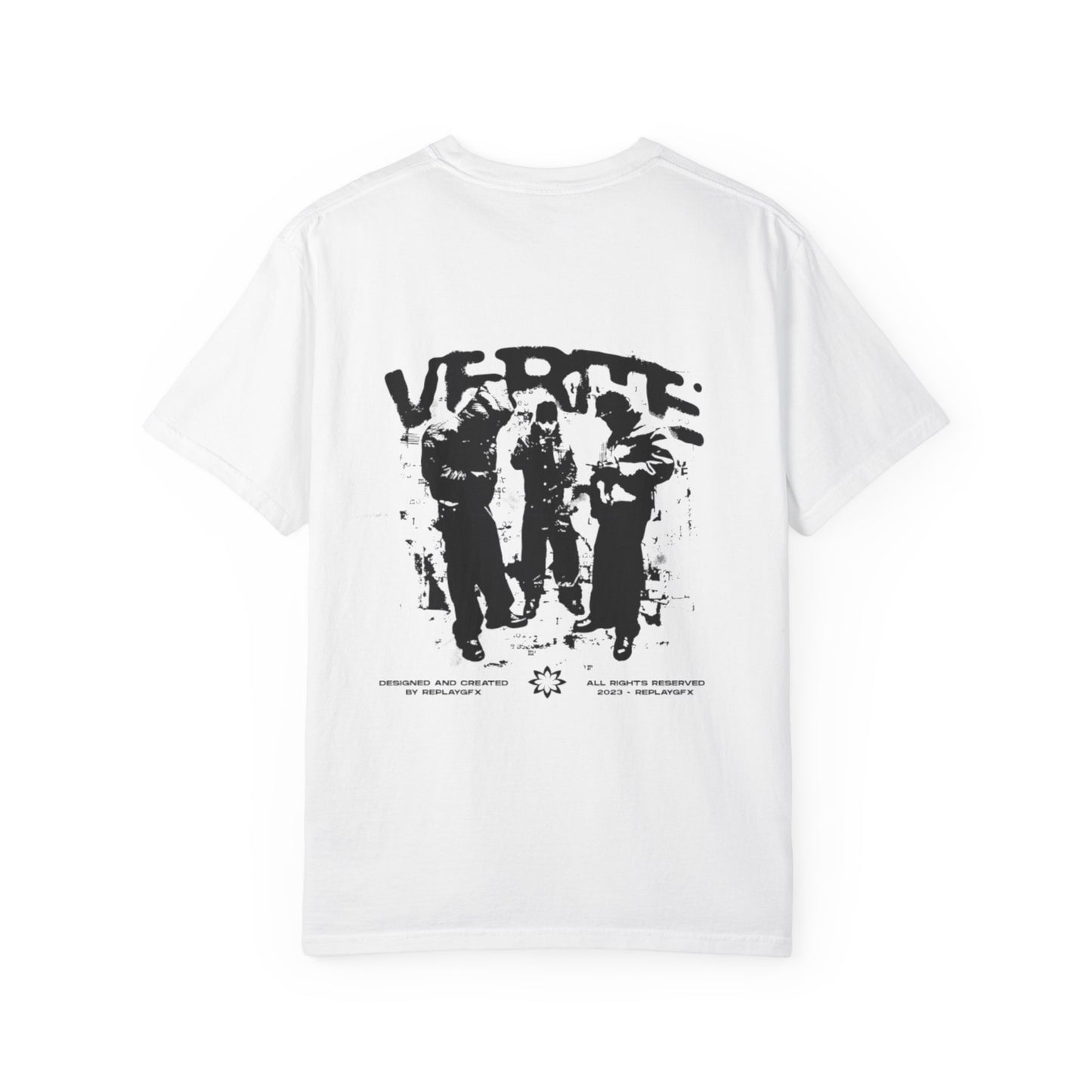 Band Tee — Vintage Black & White Group Photo Back Print T‑Shirt