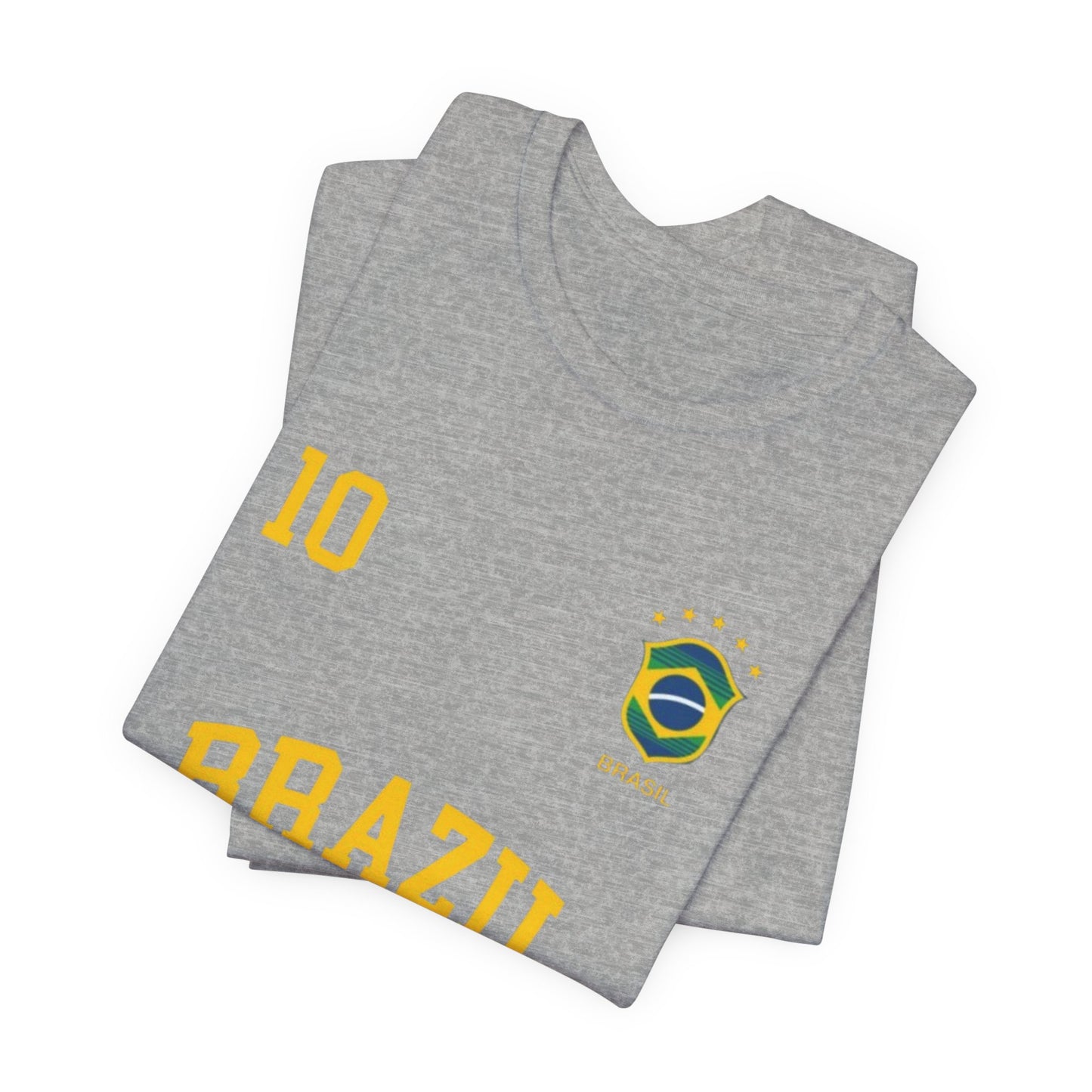 Brazil Soccer Tee – 'Brazil' Crest & Number 10 Football Shirt