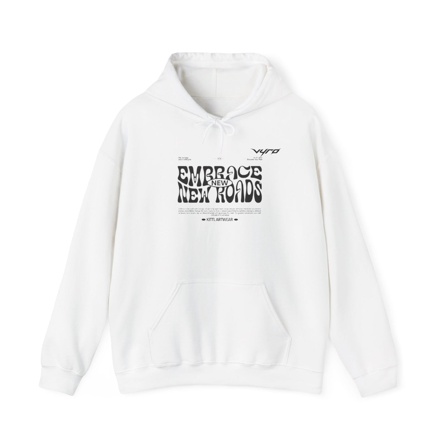 Embrace New Roads Hoodie — Minimal Travel Adventure Graphic Sweatshirt